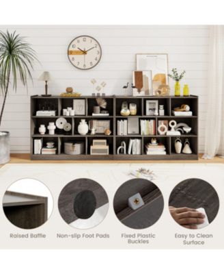 3-Tier Open Bookcase 8-Cube Floor Standing Storage Shelves Display Cabinet