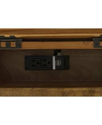 Telluride Rustic Farmhouse Solid Wood USB Charging Chairside End Table