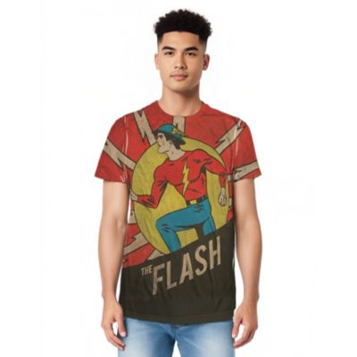 Dc Mens DC Comics Flash Vintage Comic Flash Short Sleeve Adult Poly Crew Tee / T-Shirt
