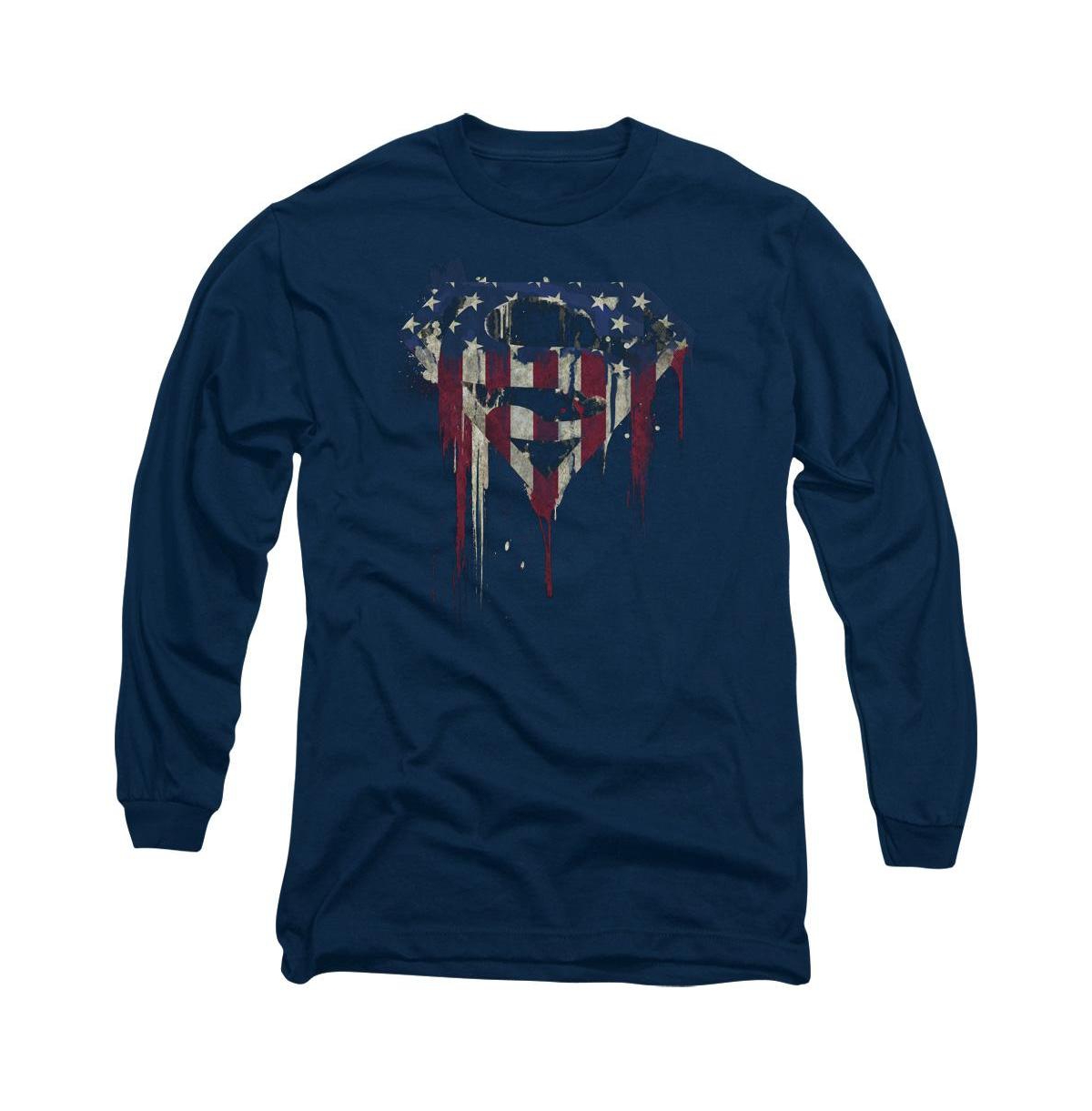 Men's Bleeding Shield Long Sleeve Adult Tee / T-Shirt - Navy