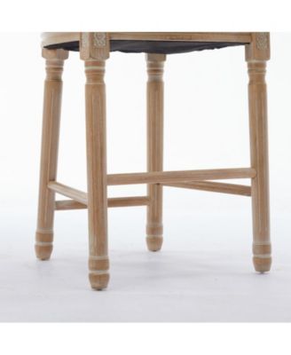 Set of 2 Counter Stools – Solid Wood French Country Chairs with Upholstered Cushions and Backrest