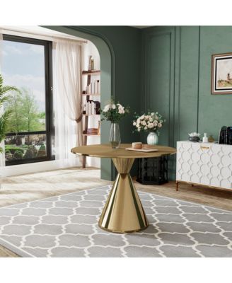 Round Gold Stainless Steel Dining Table