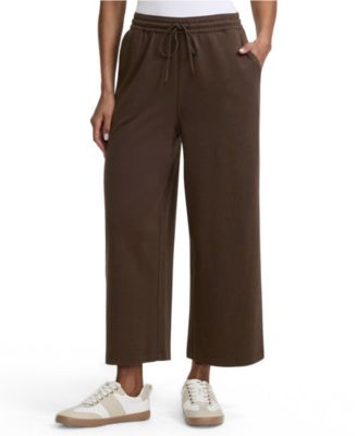 Women's Sport Knit Elastic Waist Wide Leg Crop Pants
