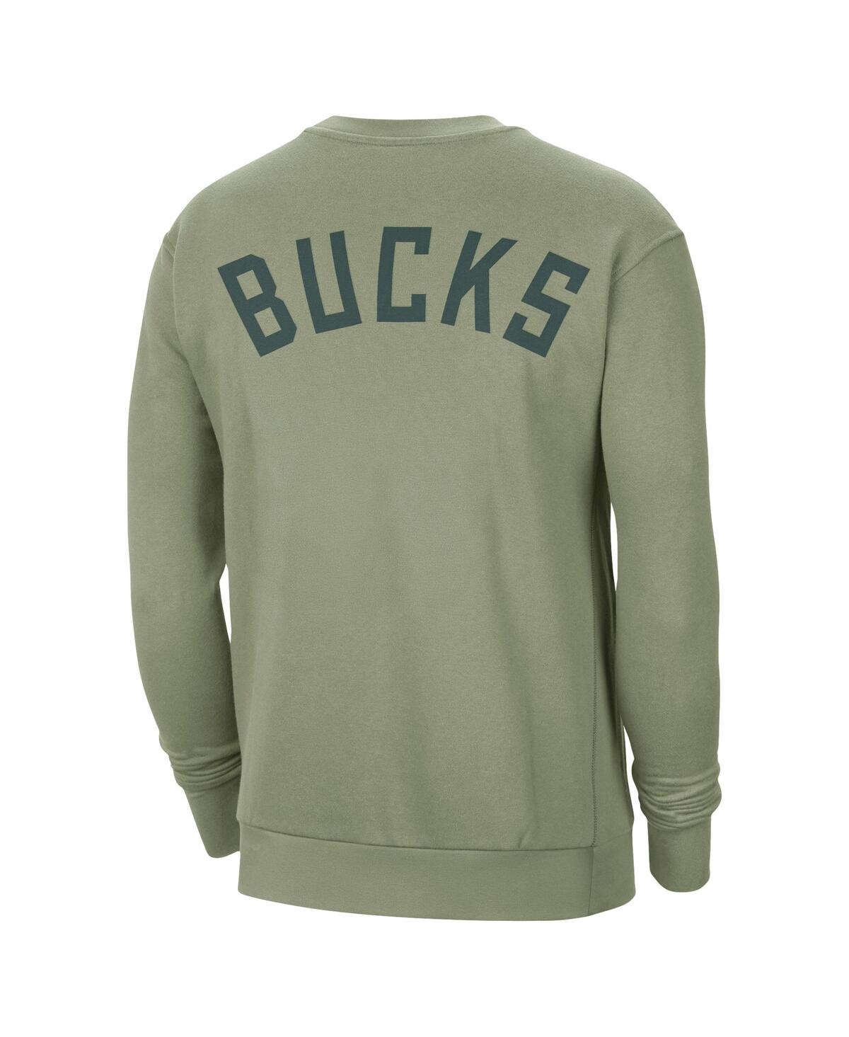 JORDAN MEN'S GREEN MILWAUKEE BUCKS COURTSIDE STATEMENT EDITION HEAVYWEIGHT PULLOVER SWEATSHIRT 