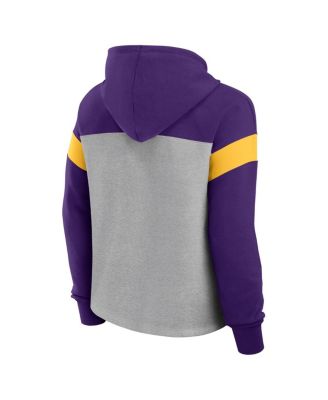 Women's Heather Gray/Purple Minnesota Vikings Bold Play Call Pullover Hoodie