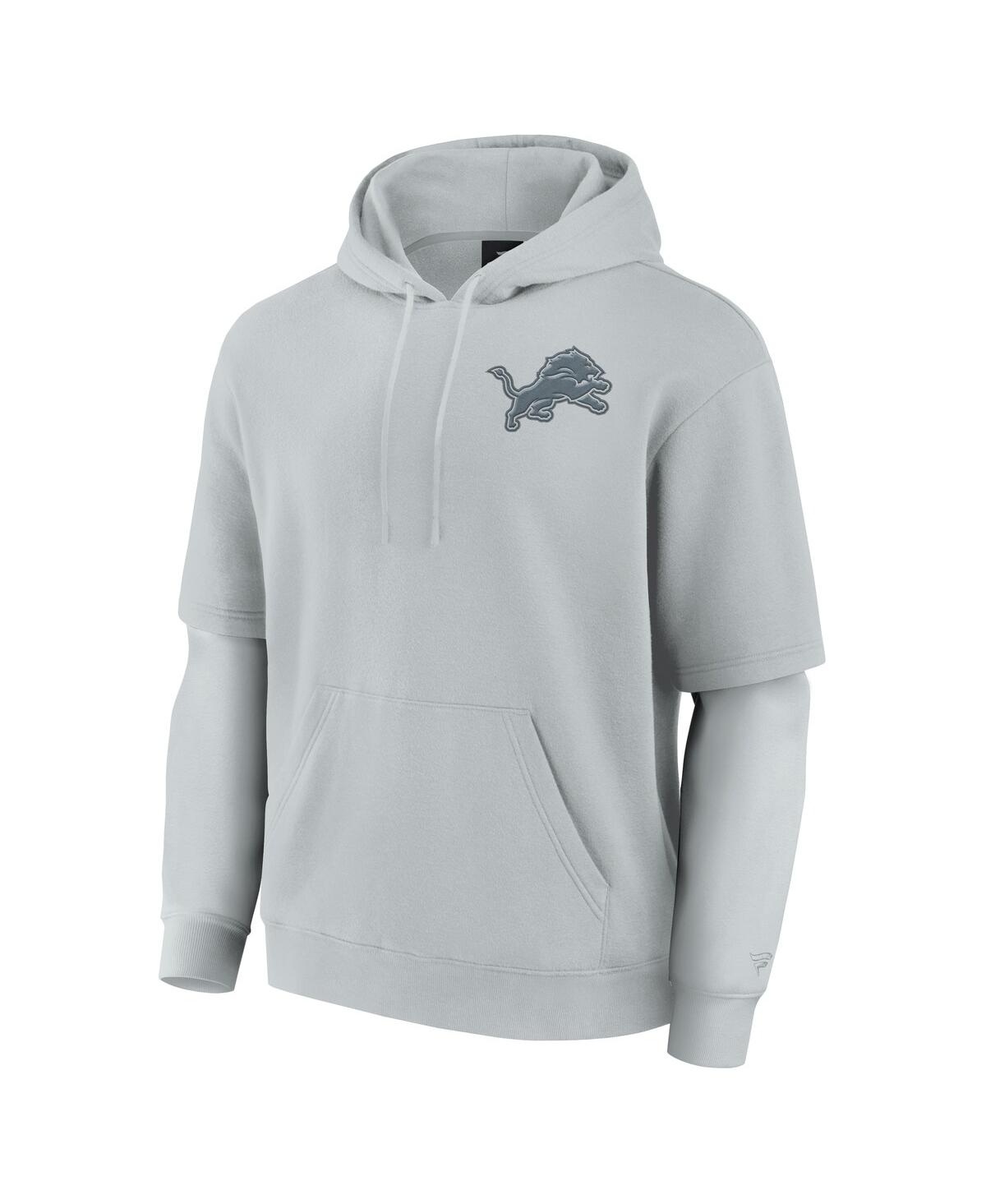FANATICS MEN'S AND WOMEN'S GRAY DETROIT LIONS SLEEK ELEMENTS PULLOVER HOODIE
