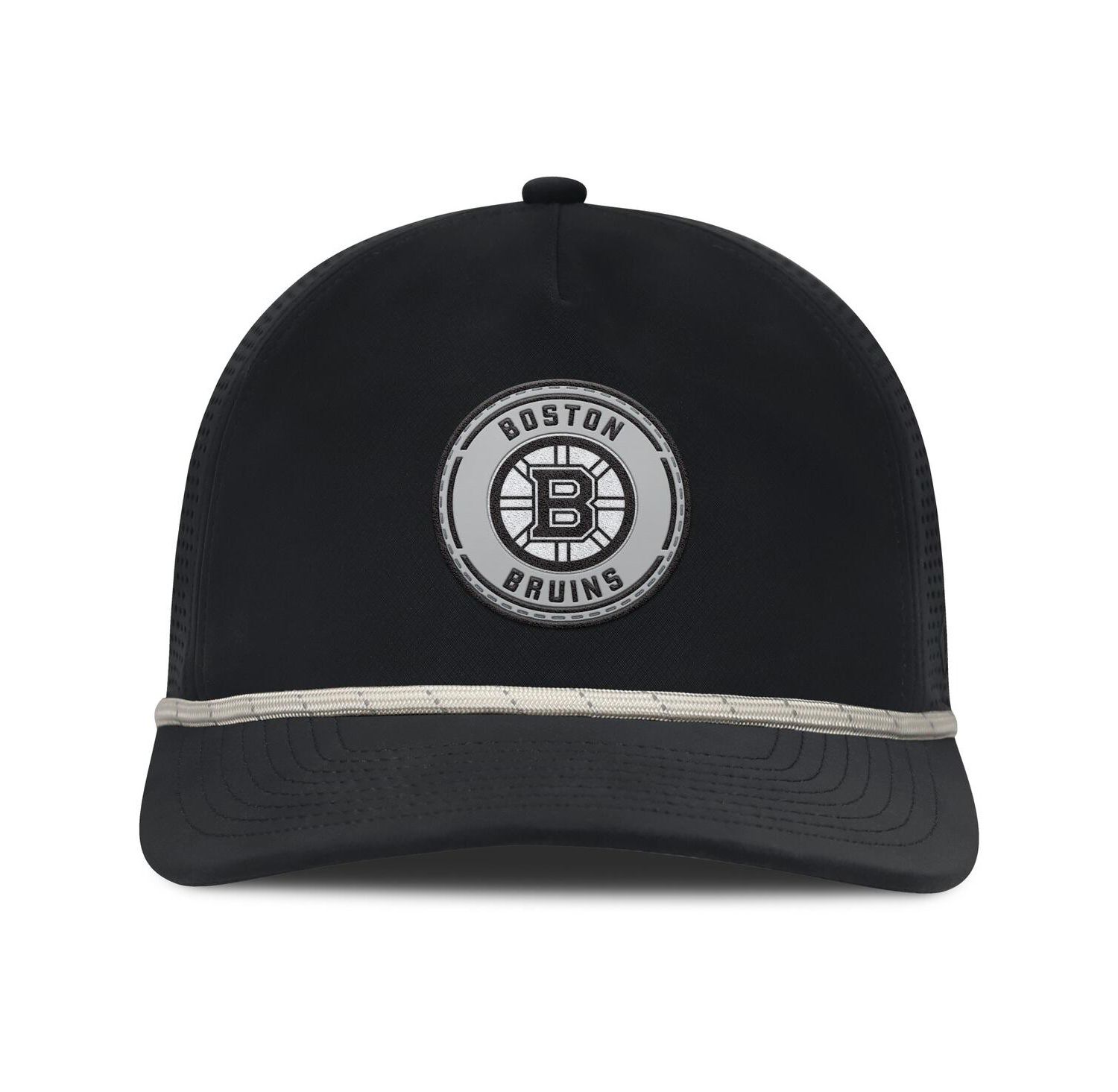 Men's Black Boston Bruins Front Office Performance A-Frame Adjustable Hat