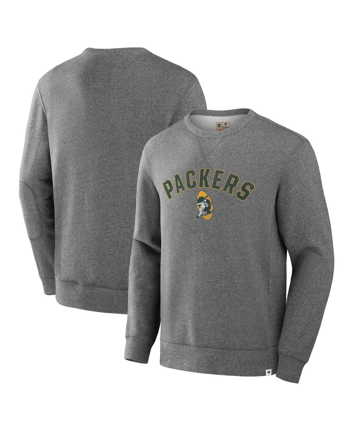 Fanatics Men's Heather Gray Green Bay Packers Loop Terry Pullover Sweatshirt In Heather Gray