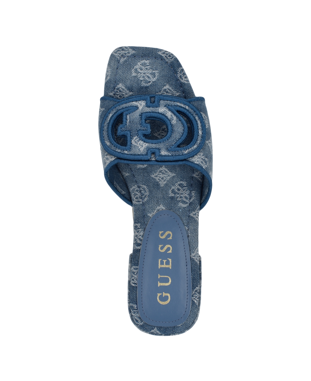 Guess Women's Tarishae One Band Quattro-g Slip On Flat Sandals In Medium Blue,white Logo