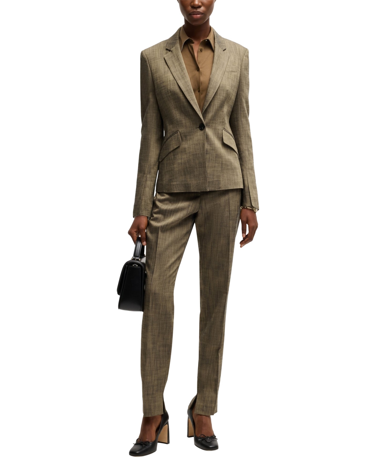 Hugo Boss Boss By  Women's Melange Slim-fit Blazer In Open Misc