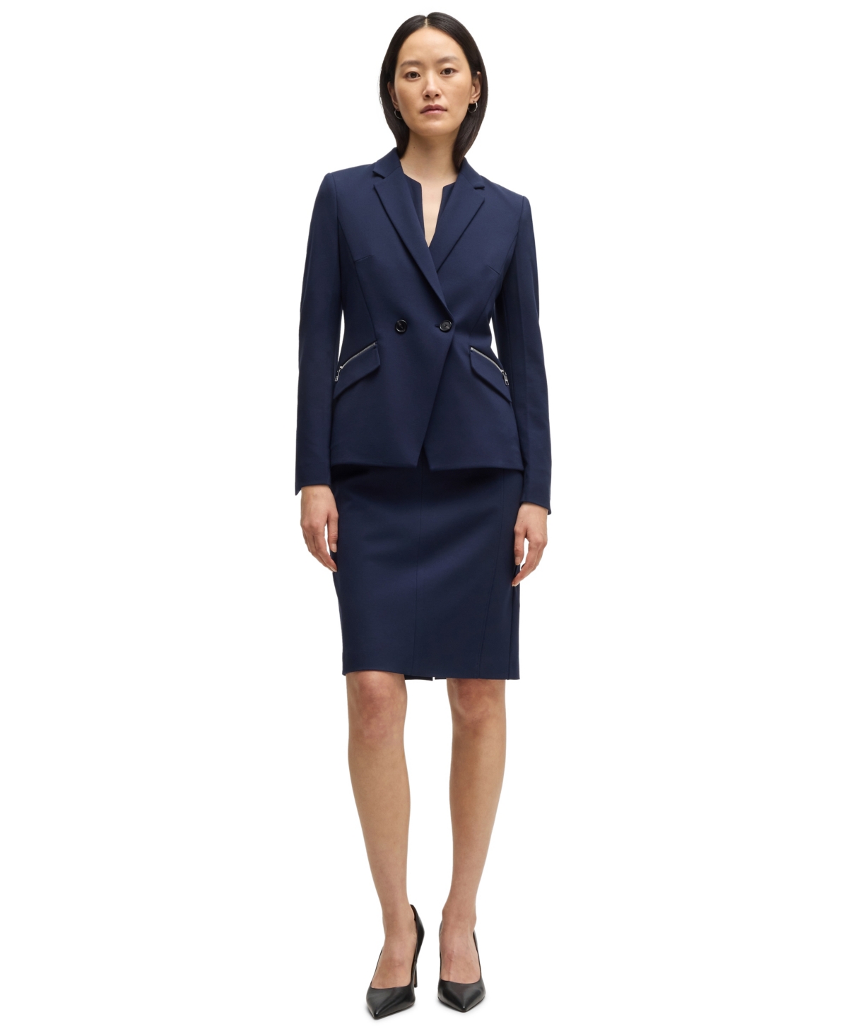 Hugo Boss Boss By  Women's Slim-fit Blazer In Dark Blue