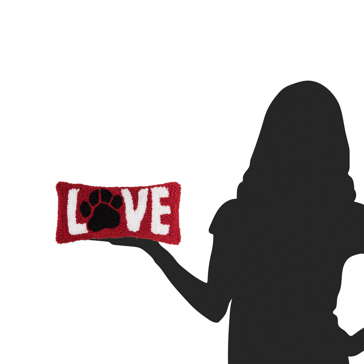 C&F Home 6" x 12 Valentine's Day "Love" Dog Paw Hooked Accent Throw Pillow