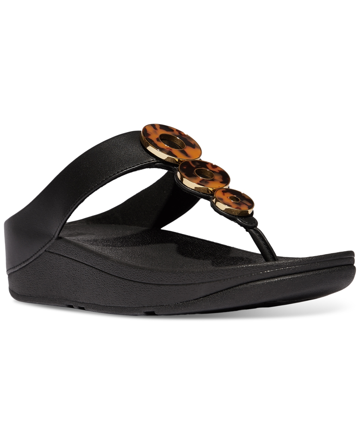 Fitflop Fino Platform Wedge Flip Flop In All Black