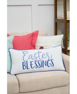 Spring "Easter Blessings" Embroidered Accent Pillow, 12" x 24"