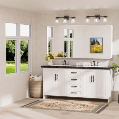 72x36 Inch Brushed Gold Bathroom Vanity Mirror Tempered Glass Metal Framed