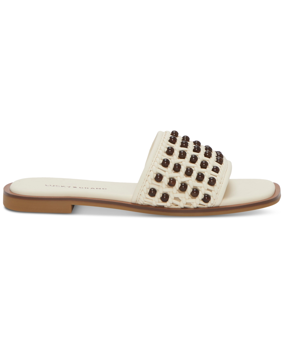 LUCKY BRAND WOMEN'S GIDYA BEADED SLIDE FLAT SANDALS 