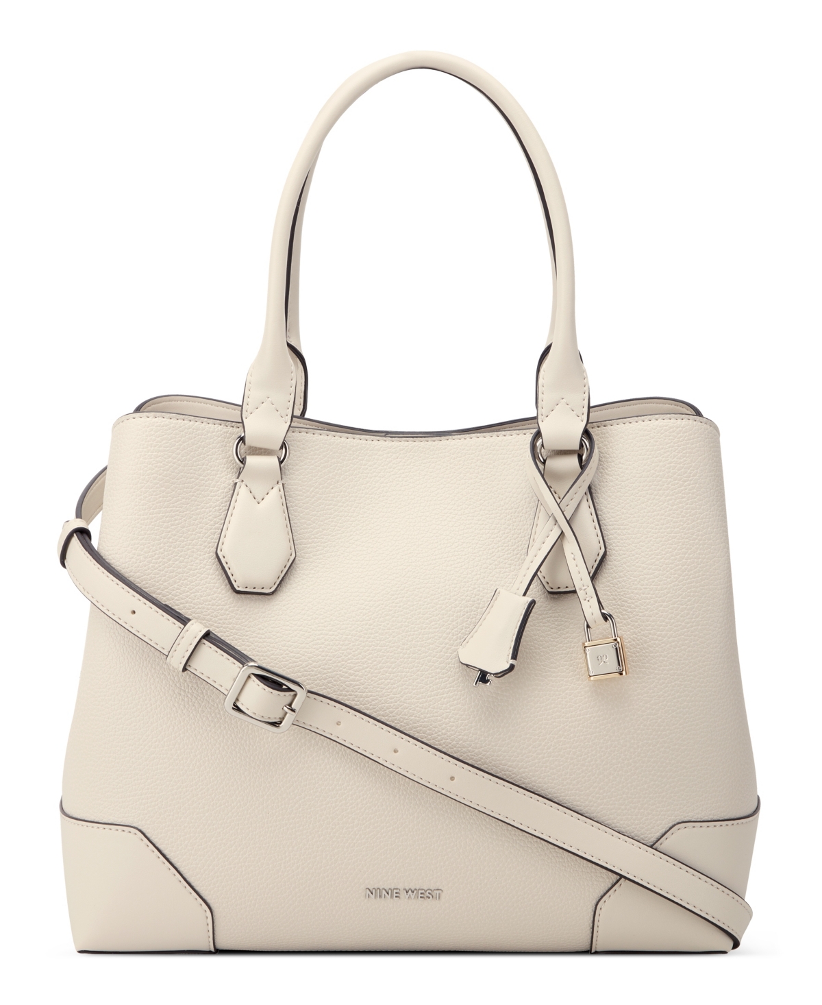 Nine West Designer Brooklyn Jet Set Satchel Bag In Milk