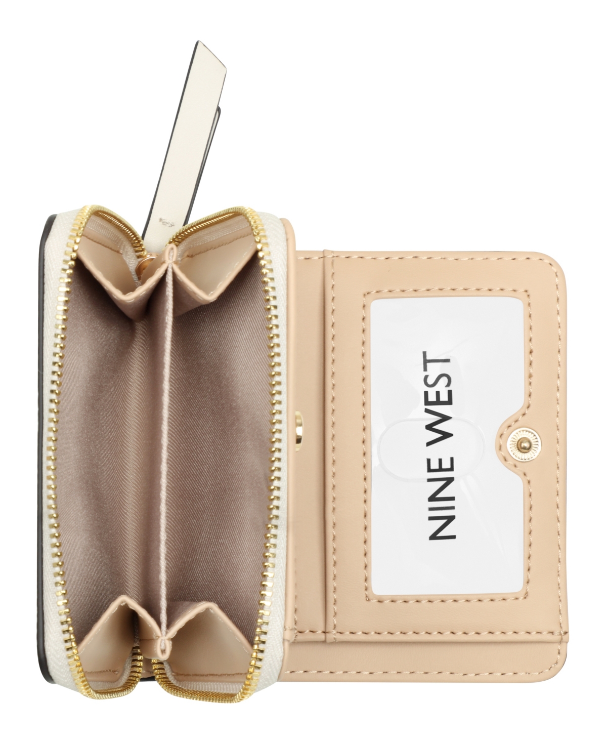 Nine West Lockup Zip Around Wallet In Mushroom Logo Milk