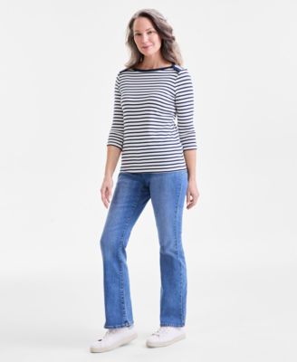 Women's Printed Pima Cotton 3/4-Sleeve Top