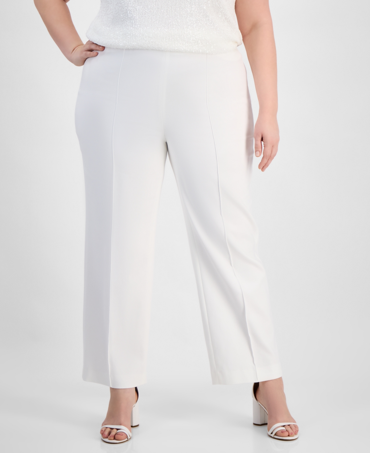 ANNE KLEIN PLUS SIZE HIGH RISE PULL-ON PANTS 