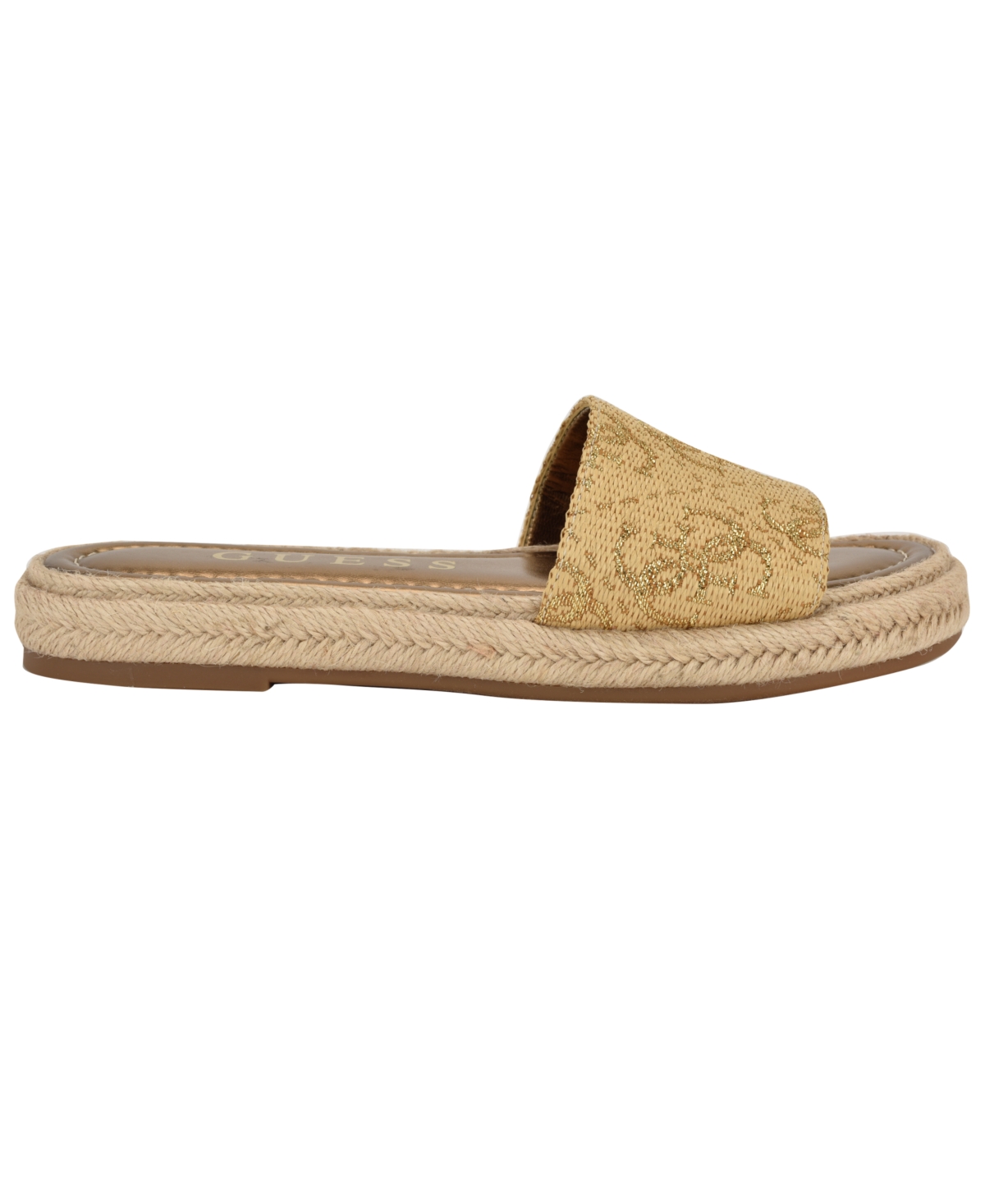 Shop Guess Women's Katic Slide Espadrille Flat Sandals In Gold Logo
