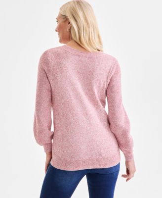 売れ筋商品|||スタイルアンドコー ニット&セーター アウター レディース Petite Space-Dye V-Neck Sweater, Exclusively at Macy's Spacedye R Style & Co Petite Space-Dye V-Neck Sweater, Created for