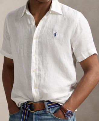 Men's Short-Sleeve Linen Button-Up