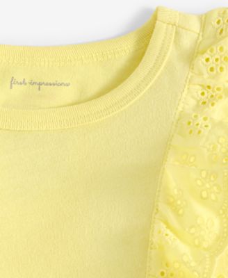 Baby Girls Solid Eyelet-Flutter Dress, Exclusively at Macy's