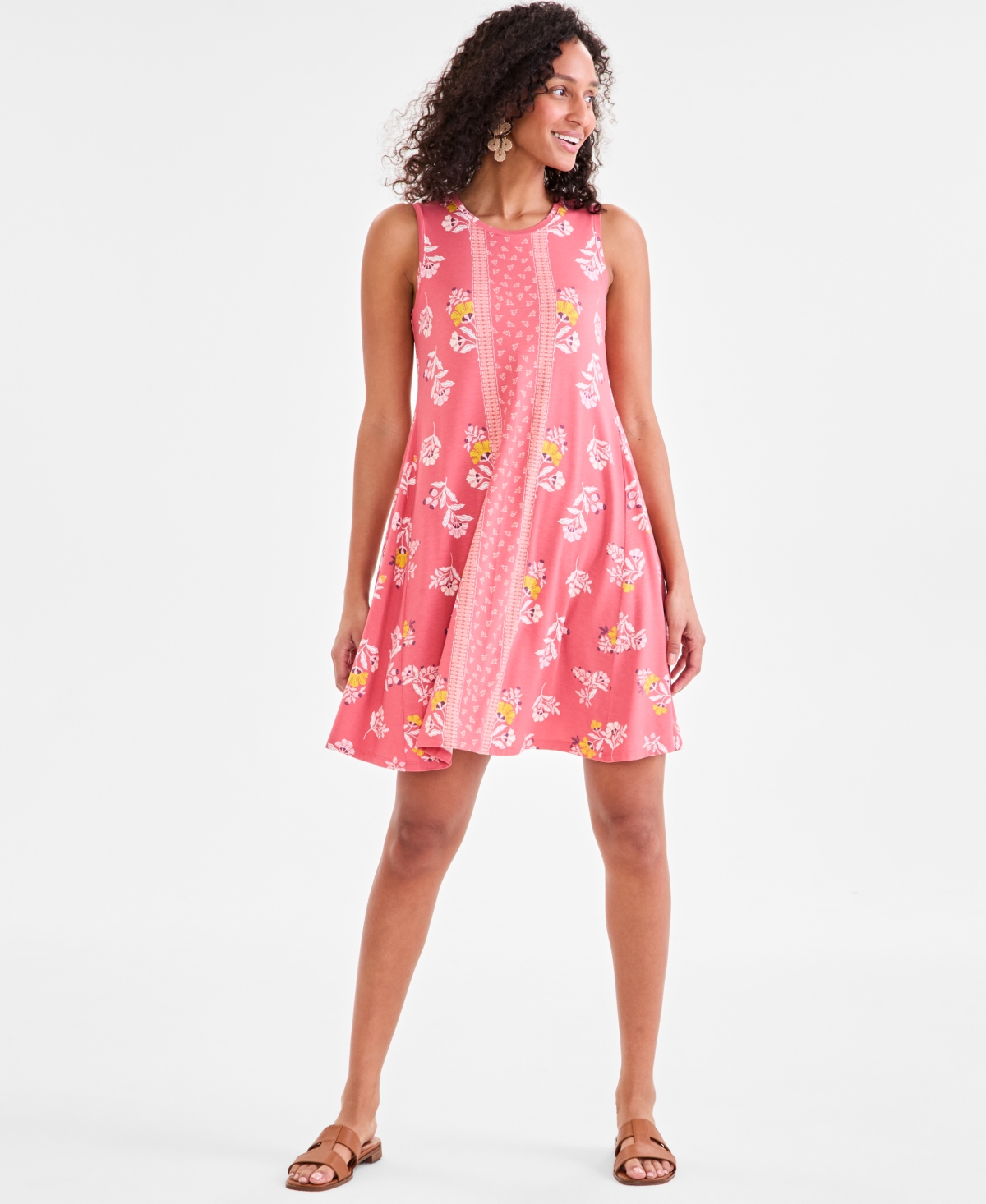 STYLE & CO WOMEN'S PRINTED SLEEVELESS FLIP-FLOP DRESS, EXCLUSIVELY AT MACY'S 