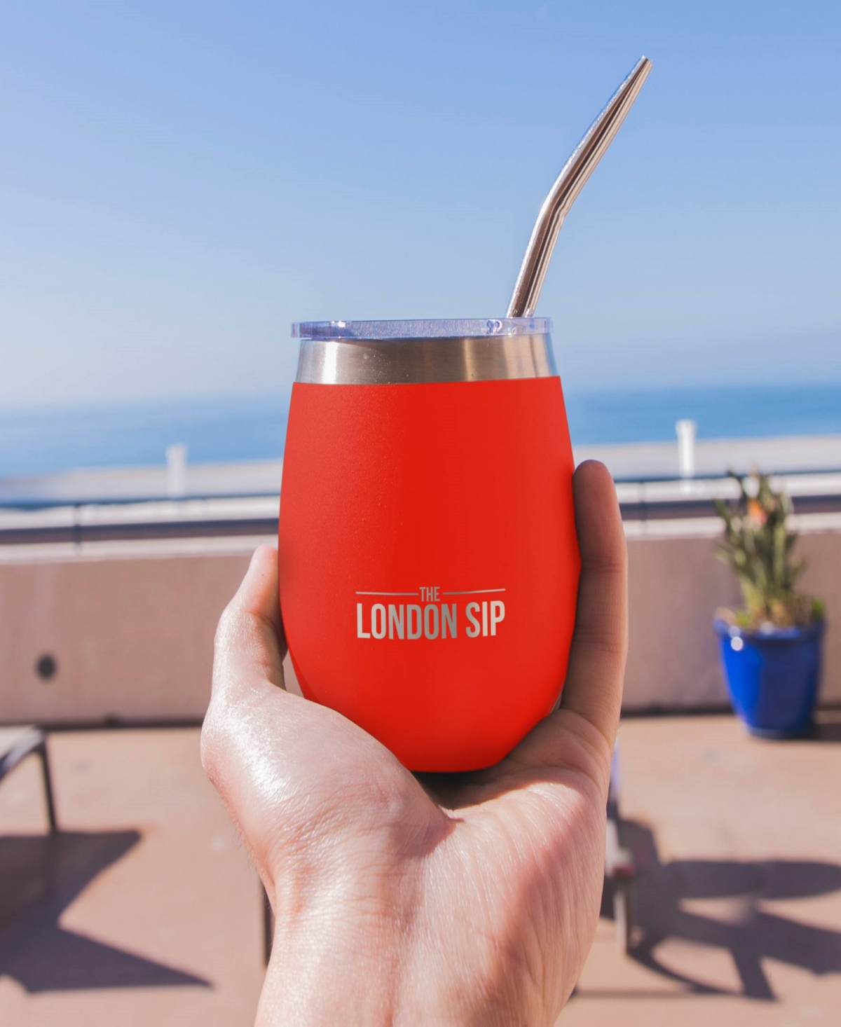 London Sip 8 Oz. Yerba Mate Cup Bombilla Straw In Orange