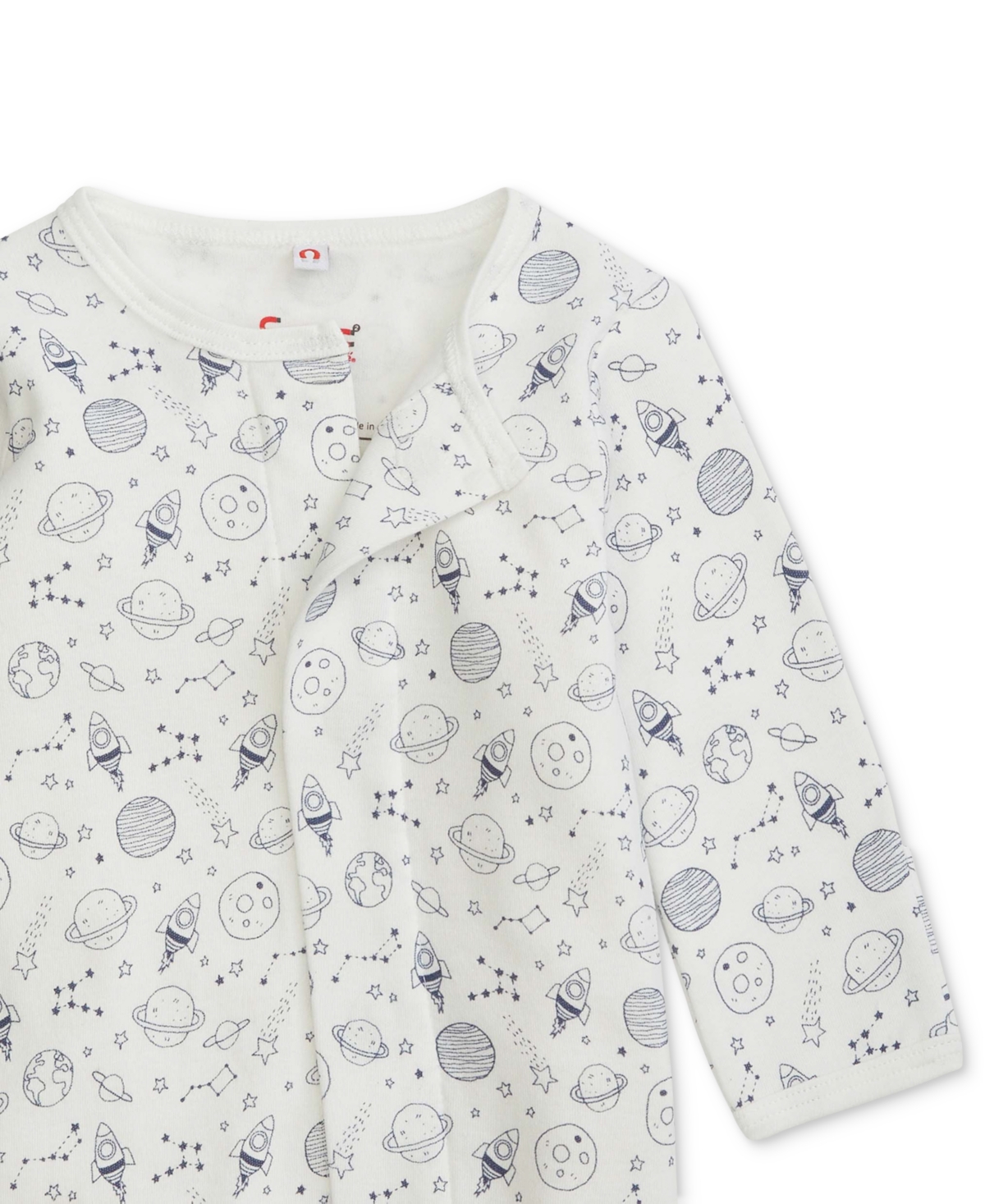 Easy Magnetic Close Baby Cotton Magnetic Footed Coverall In Spaced Out,white