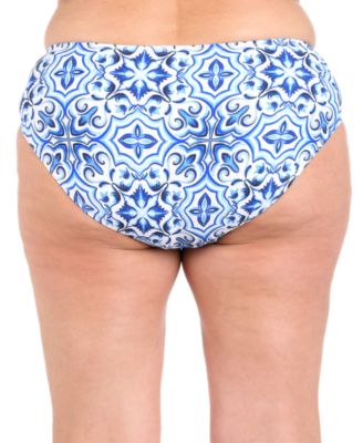 Plus Size Alboran Printed Tummy-Control Bikini Bottoms