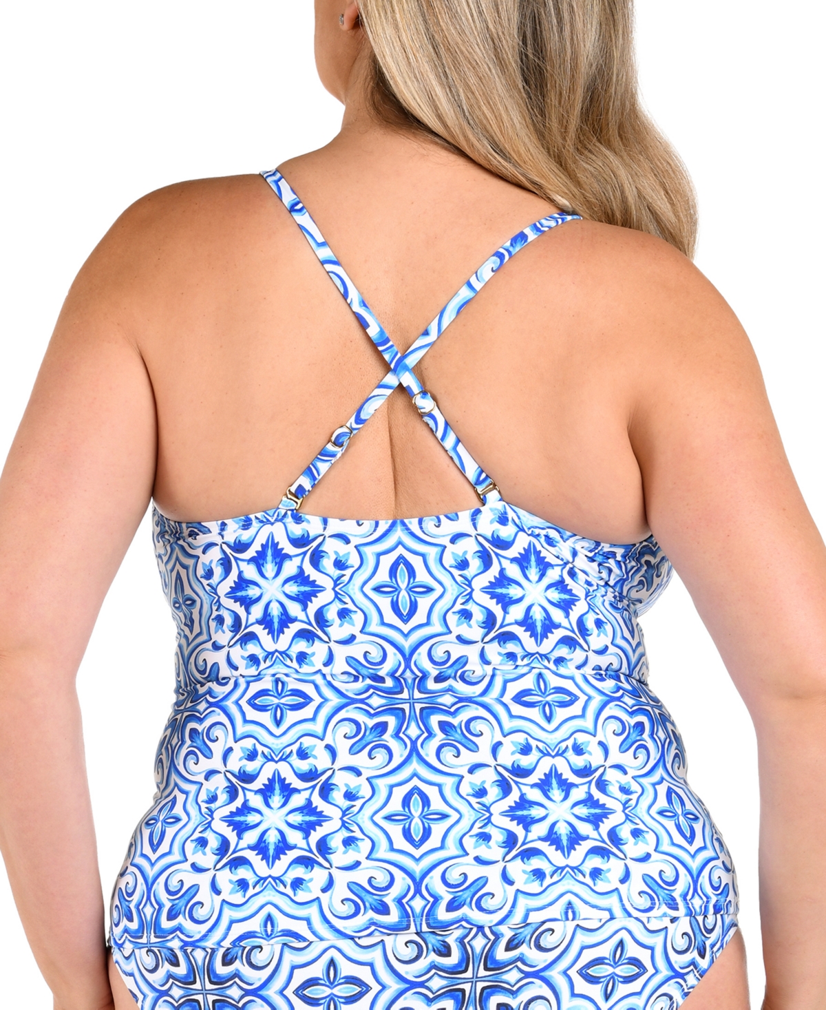 La Blanca Alboran High Neck Keyhole Tankini In Blue