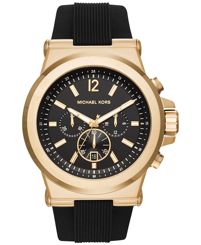 Michael Kors Men's Chronograph Dylan Black Silicone Strap Watch 48mm ...