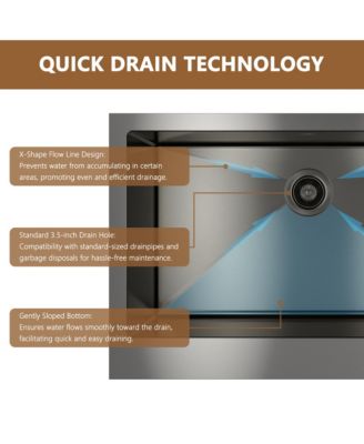 33inch L x 22inch W Kitchen Sink with Accessories