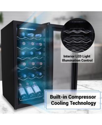 18-Bottle Wine Chilling Refrigerator, Digital Touch Control, Compressor Cooling, Blue LED Display