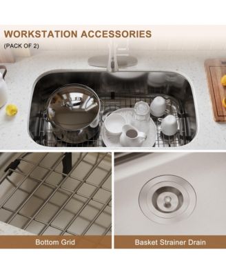 32inch L x 18inch W Undermount Kitchen Sink with Accessories