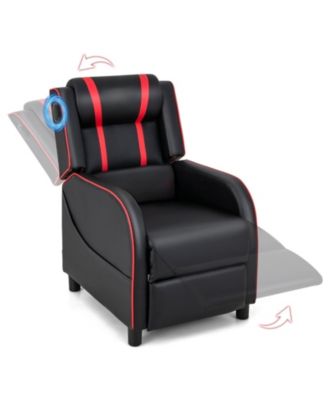 PU Leather Massage Gaming Recliner Chair with Side Pockets