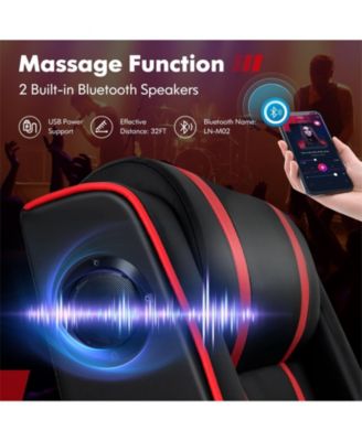 PU Leather Massage Gaming Recliner Chair with Side Pockets