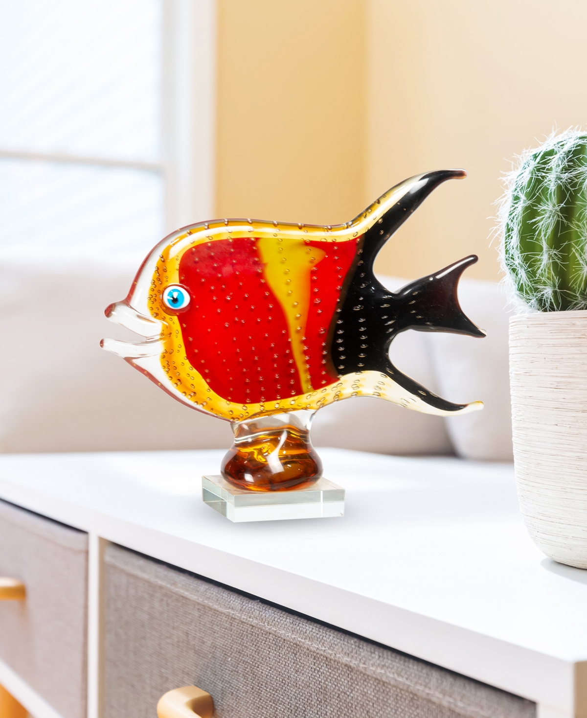 Dale Tiffany 8.75" Bora Fish Art Glass Figurine In Red