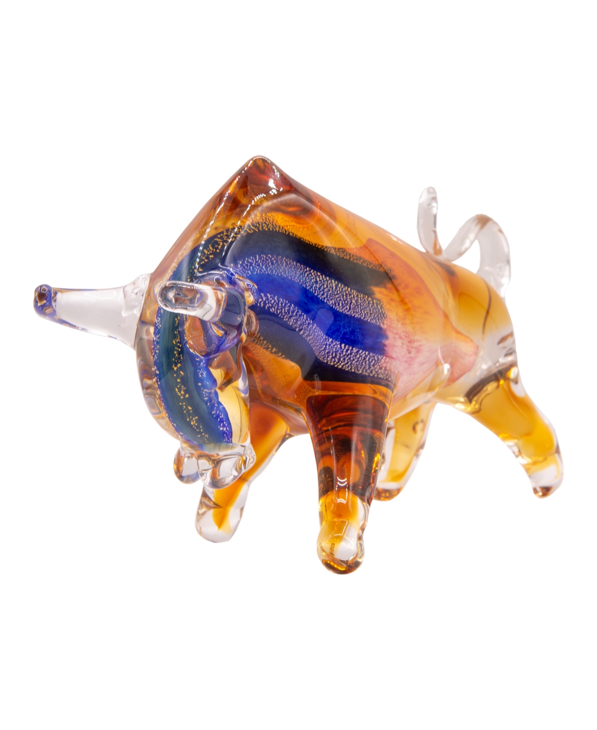 Dale Tiffany Rave Art Glass Bull Figurine In Blue