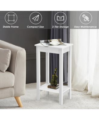 2PCS 2-Tier Nightstand End Side Table Coffee Table Wooden Legs Bedroom Black