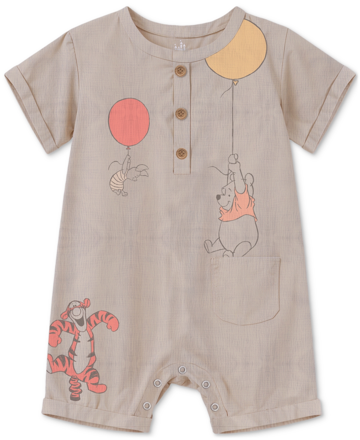 Disney Baby Winnie-the-pooh Rompers, 2 Pack In Tan