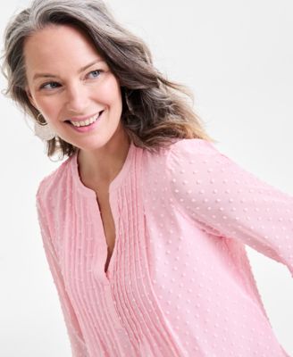 売れ筋商品|||スタイルアンドコー カットソー トップス レディース Women's Textured Pintuck Ruffle Sleeve Top, Regular & Petite, Created for Macy's Peachy Pink Style & Co Women's Textured Pintuck Ruffle Sleeve Top