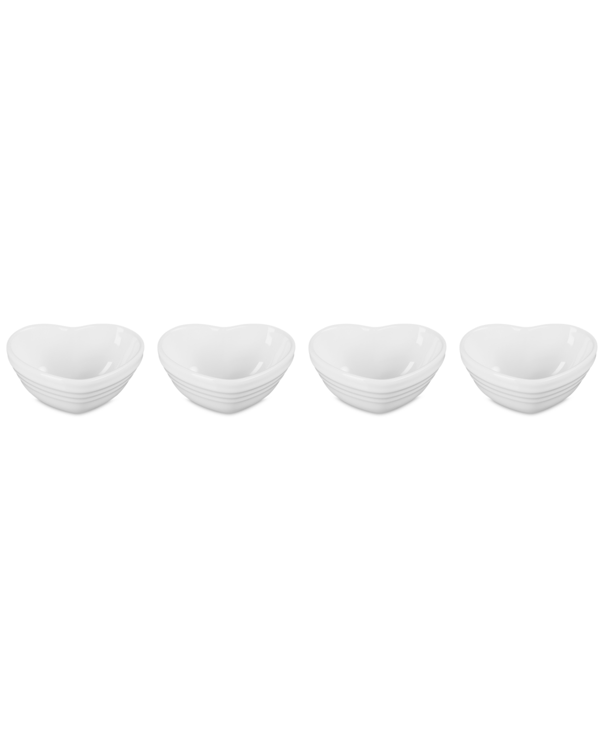 Le Creuset Set Of 4 Stoneware Mini Heart Pinch Bowls In White