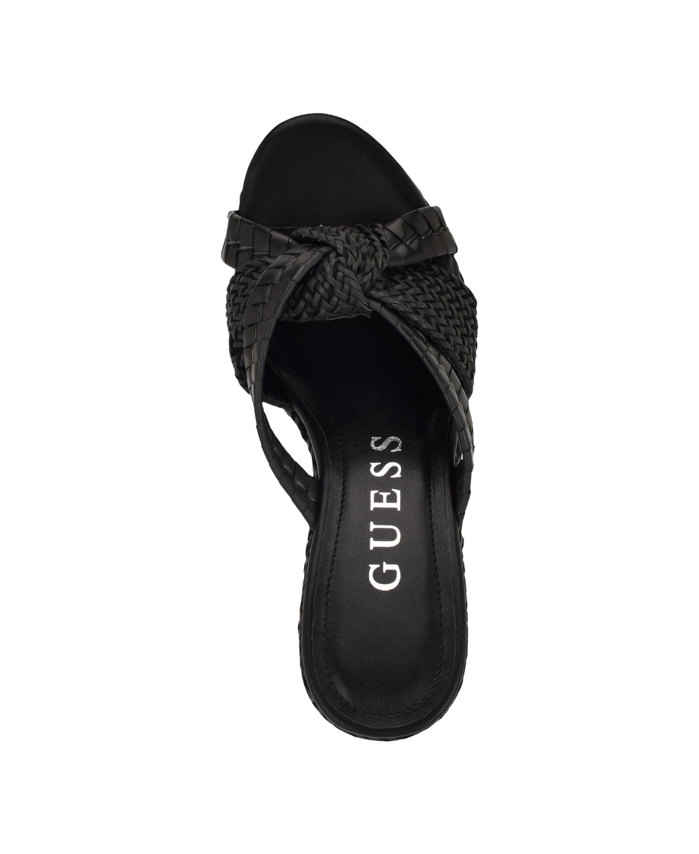 Женские сандалии GUESS Eveh Knotted Jute Wrapped Platform Wedge, цвет: Чёрный — фото 4