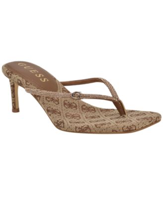 Women's Mayan Rhinestone Thong Kitten Heel Sandals