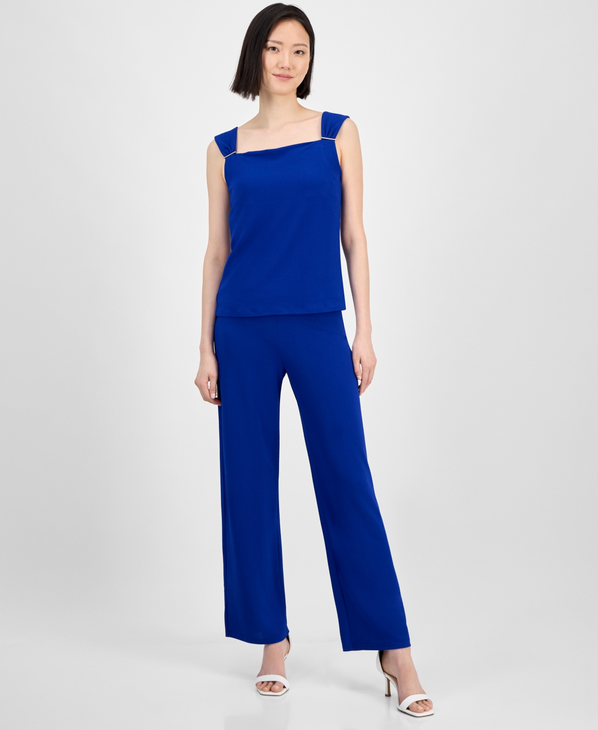 Petite Pull-On High-Rise Wide-Leg Pants - Santorini Blue