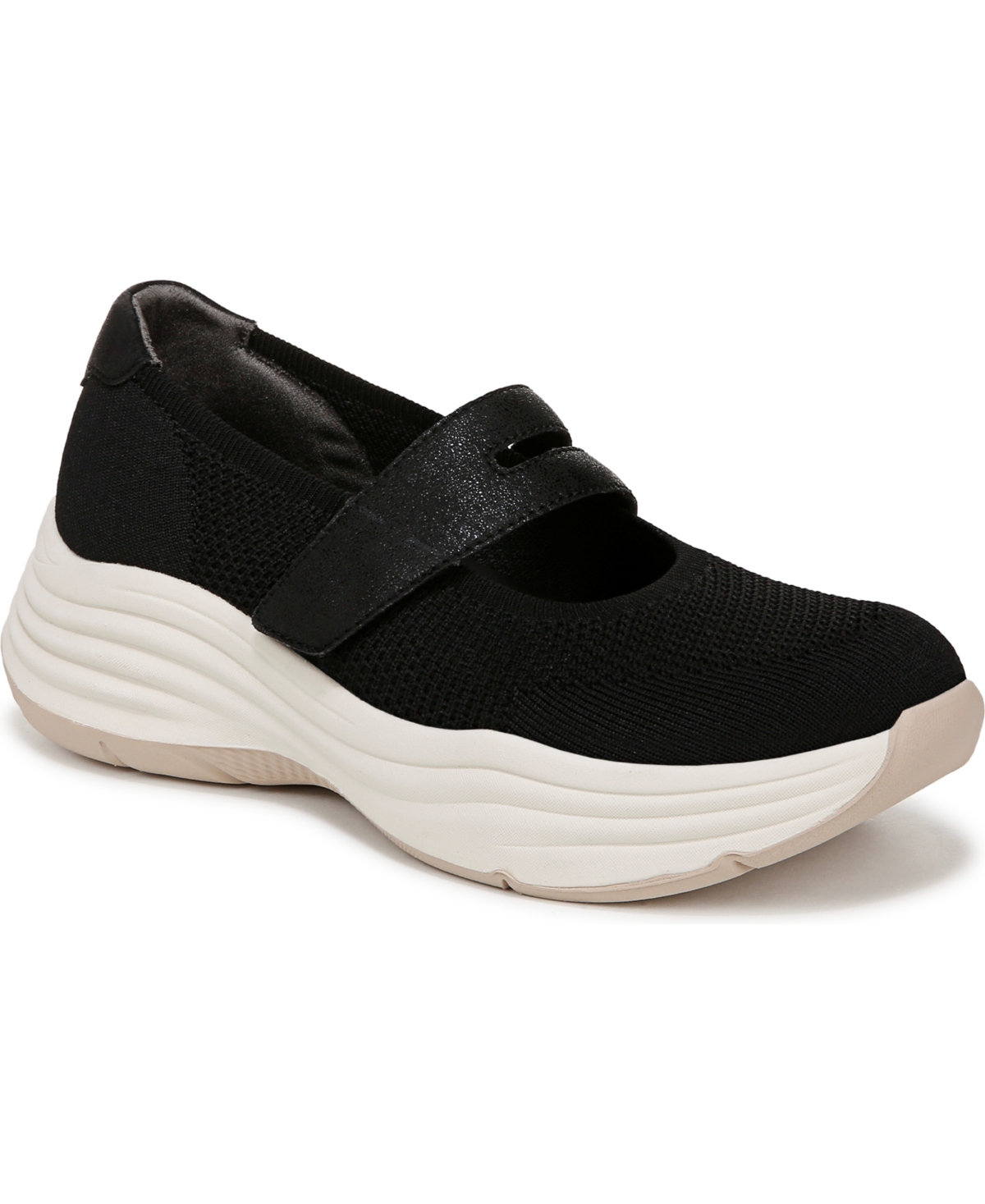 Bzees Intuition Knit Mary Jane In Black Knit Fabric