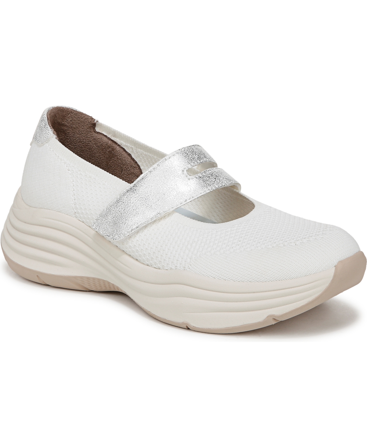 Bzees Intuition Mary Jane Sneaker In Bright White Knit Fabric